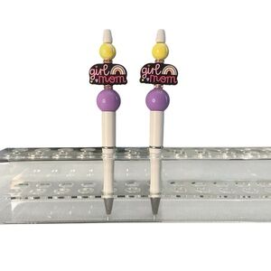 Girl Mom Rainbow Beaded Pen – Handmade